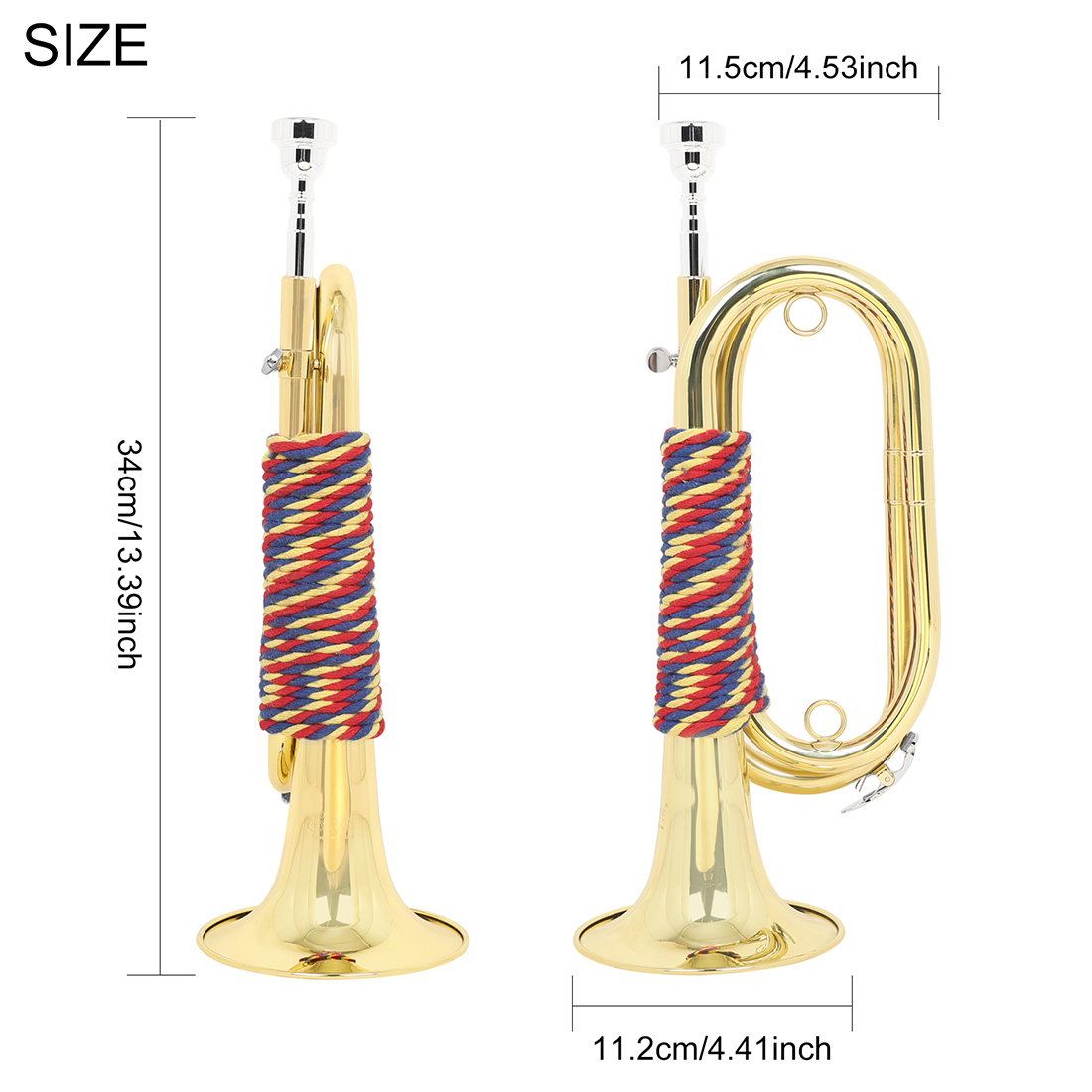 Trompete Mini Bugle Bb em Latã - Musical Instrument Bugle avaliação e preço
