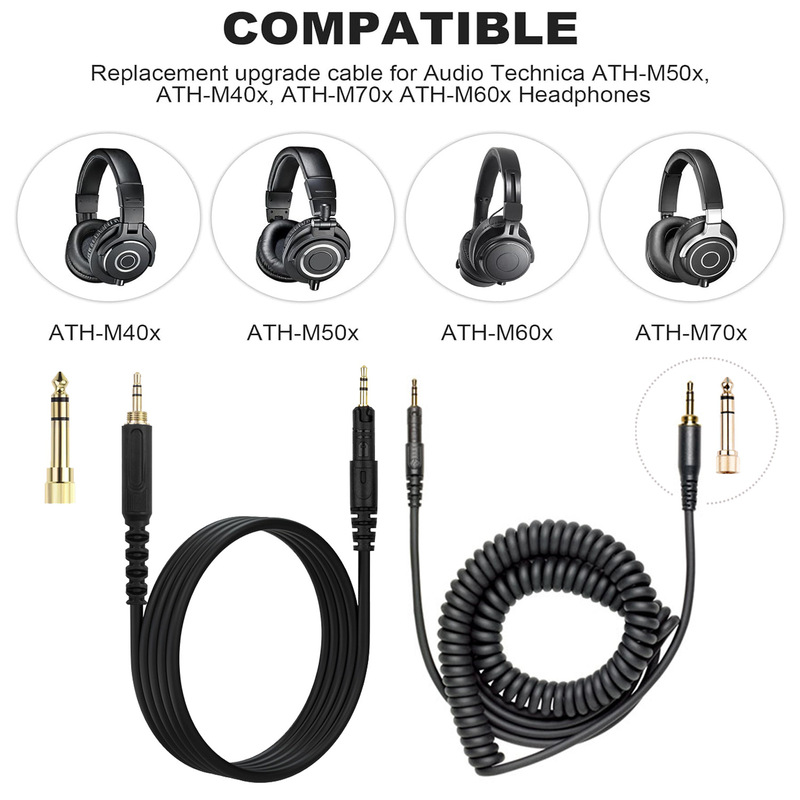 Cabo de áudio em espiral para  - Audio Technica Headphone Ath-M50X avaliação e preço