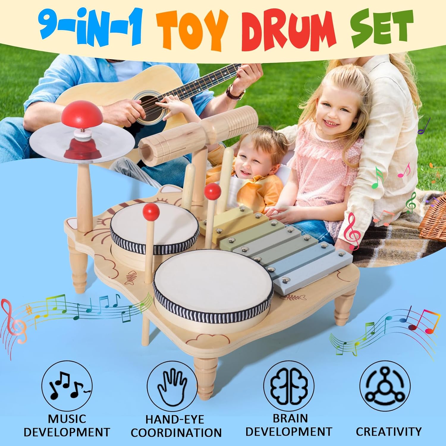 Xilofone de madeira Drum Set p - Musical Instrument Harmonium avaliação e preço